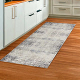 2' X 8' Navy And Beige Distressed Vines Runner Rug - Homeroots - Flyclothing LLC