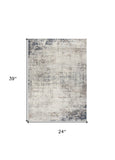 2' X 3' Navy Blue Distressed Striations Scatter Rug - Homeroots