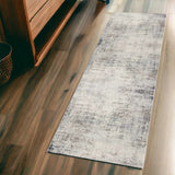 2' X 5' Navy Blue Distressed Striations Area Rug - Homeroots