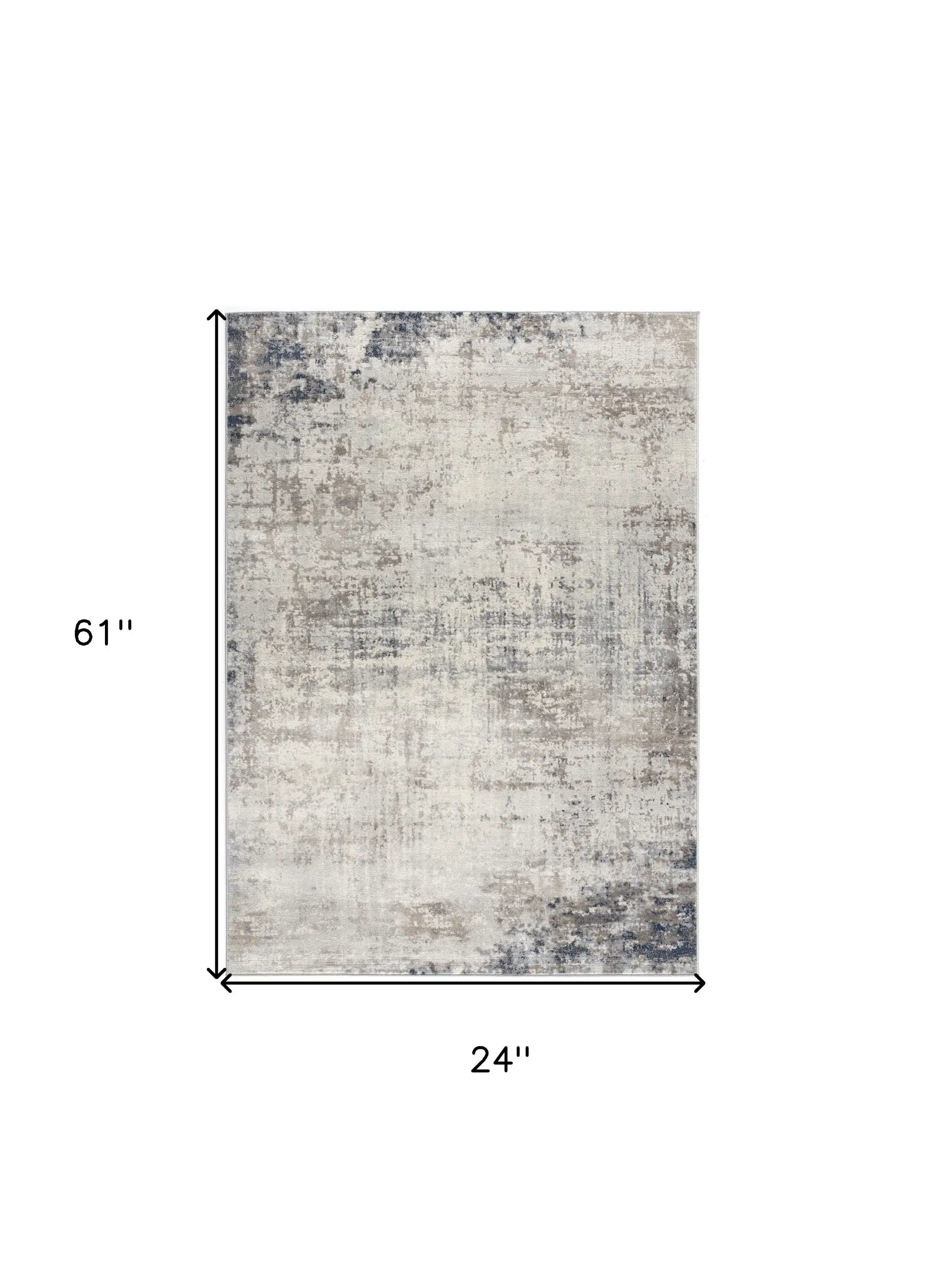 2' X 5' Navy Blue Distressed Striations Area Rug - Homeroots - Flyclothing LLC