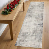 2' X 8' Navy Blue Distressed Striations Runner Rug - Homeroots