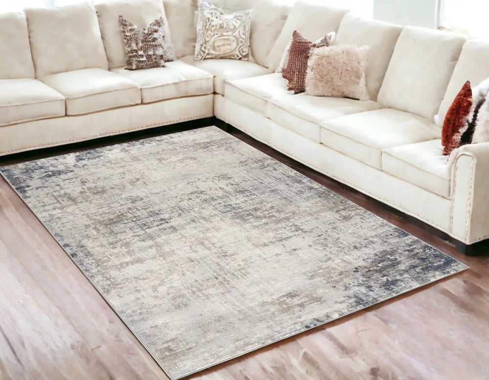 5' X 8' Navy Blue Distressed Striations Area Rug - Homeroots