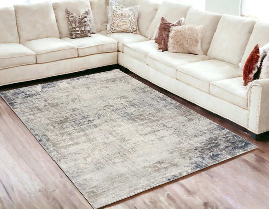 5' X 8' Navy Blue Distressed Striations Area Rug - Homeroots - Flyclothing LLC