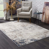 8' X 11' Navy Blue Distressed Striations Area Rug - Homeroots - Flyclothing LLC