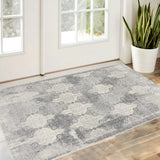2' X 3' Gray Distressed Trellis Pattern Scatter Rug - Homeroots - Flyclothing LLC