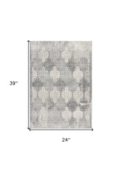 2' X 3' Gray Distressed Trellis Pattern Scatter Rug - Homeroots