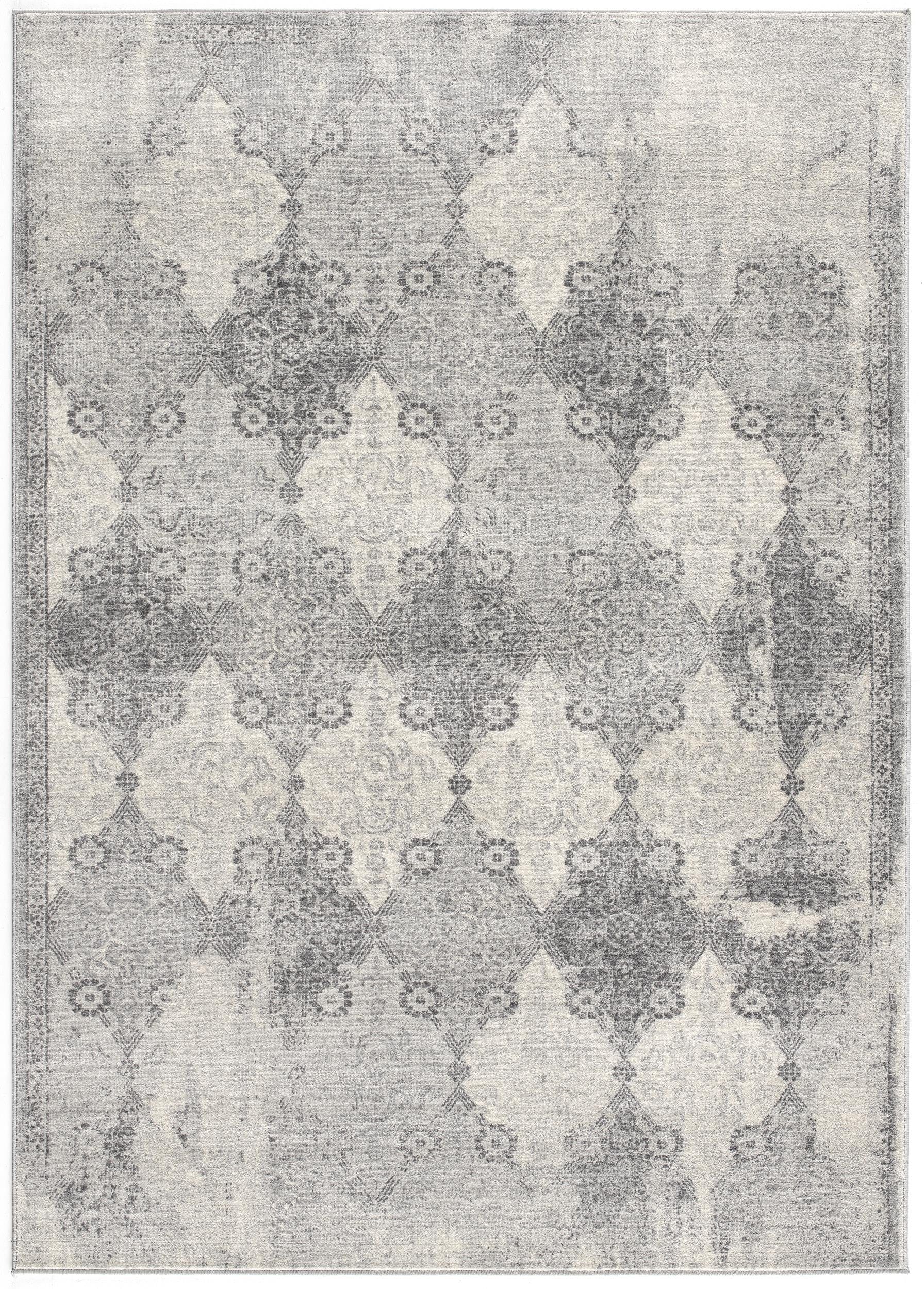 2' X 3' Gray Distressed Trellis Pattern Scatter Rug - Homeroots