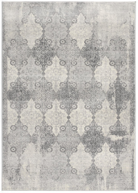 2' X 3' Gray Distressed Trellis Pattern Scatter Rug - Homeroots