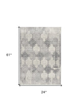 2' X 5' Grey Damask Area Rug - Homeroots - Flyclothing LLC