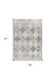 2' X 5' Grey Damask Area Rug - Homeroots