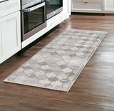 2' X 8' Gray Distressed Trellis Pattern Runner Rug - Homeroots