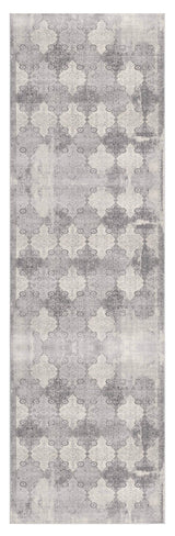 2' X 8' Gray Distressed Trellis Pattern Runner Rug - Homeroots - Flyclothing LLC