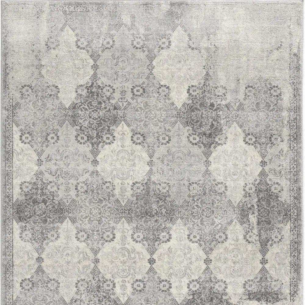 4' X 6' Gray Distressed Trellis Pattern Area Rug - Homeroots - Flyclothing LLC