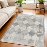 5' X 8' Gray Distressed Trellis Pattern Area Rug - Homeroots - Flyclothing LLC