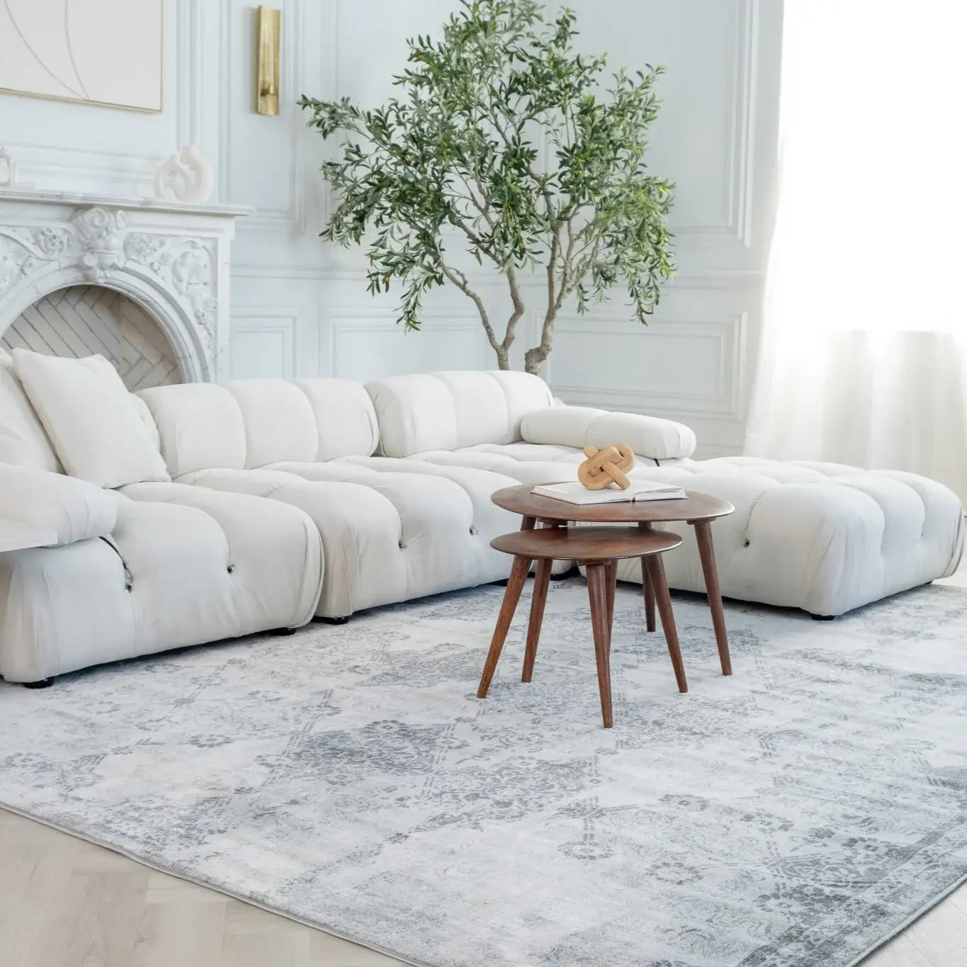 5' X 8' Gray Distressed Trellis Pattern Area Rug - Homeroots - Flyclothing LLC