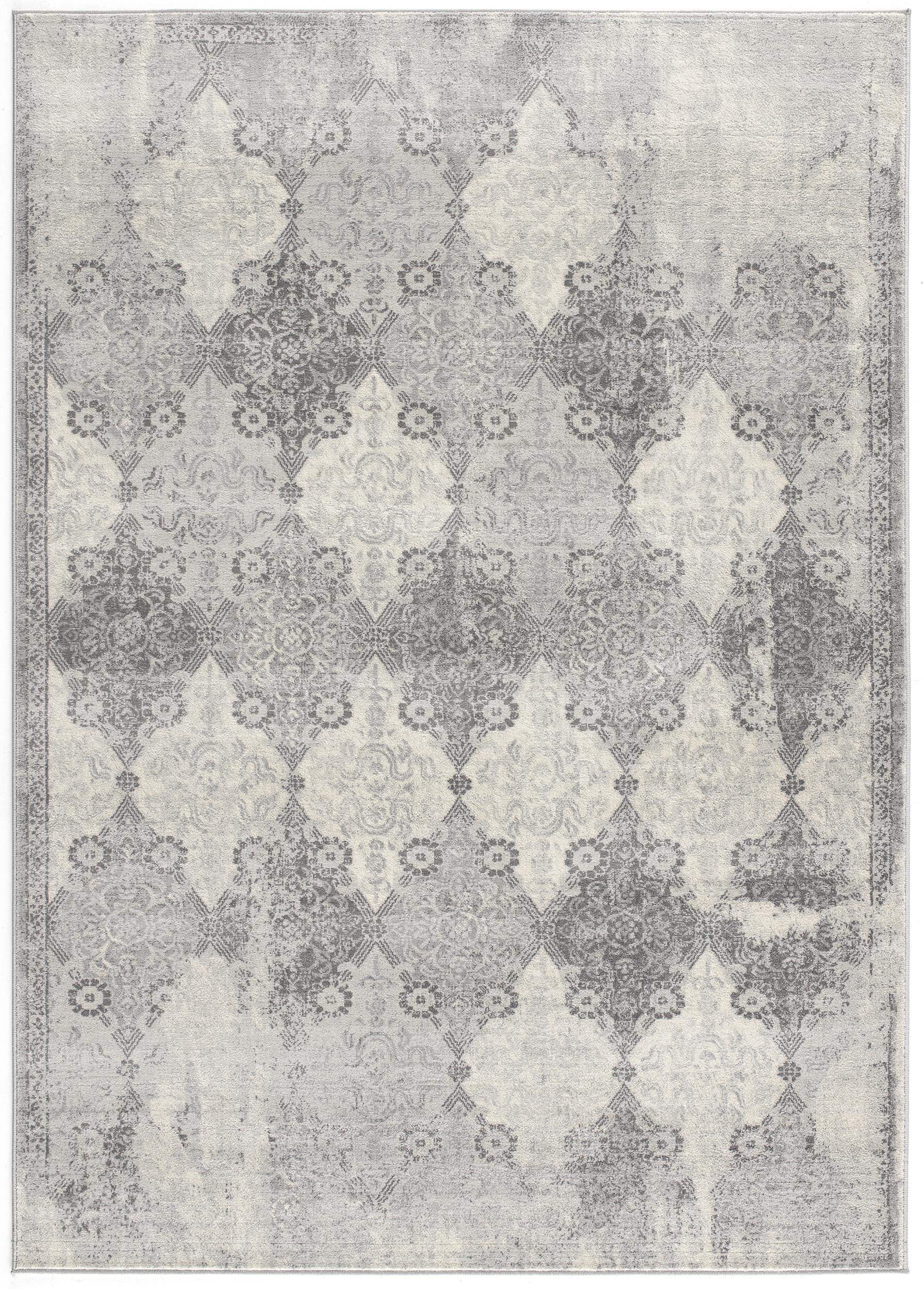 5' X 8' Gray Distressed Trellis Pattern Area Rug - Homeroots - Flyclothing LLC
