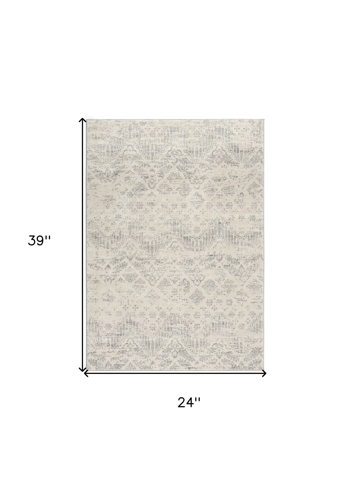 2' X 3' Ivory Distressed Ikat Pattern Scatter Rug - Homeroots - Flyclothing LLC