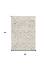 2' X 3' Ivory Distressed Ikat Pattern Scatter Rug - Homeroots - Flyclothing LLC