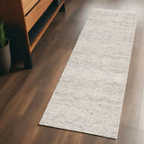 2' X 6' Ivory Distressed Ikat Pattern Area Rug - Homeroots