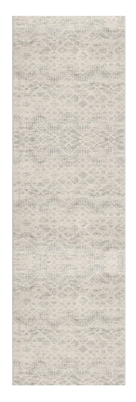 2' X 6' Ivory Distressed Ikat Pattern Area Rug - Homeroots - Flyclothing LLC