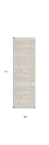 2' X 6' Ivory Distressed Ikat Pattern Area Rug - Homeroots - Flyclothing LLC