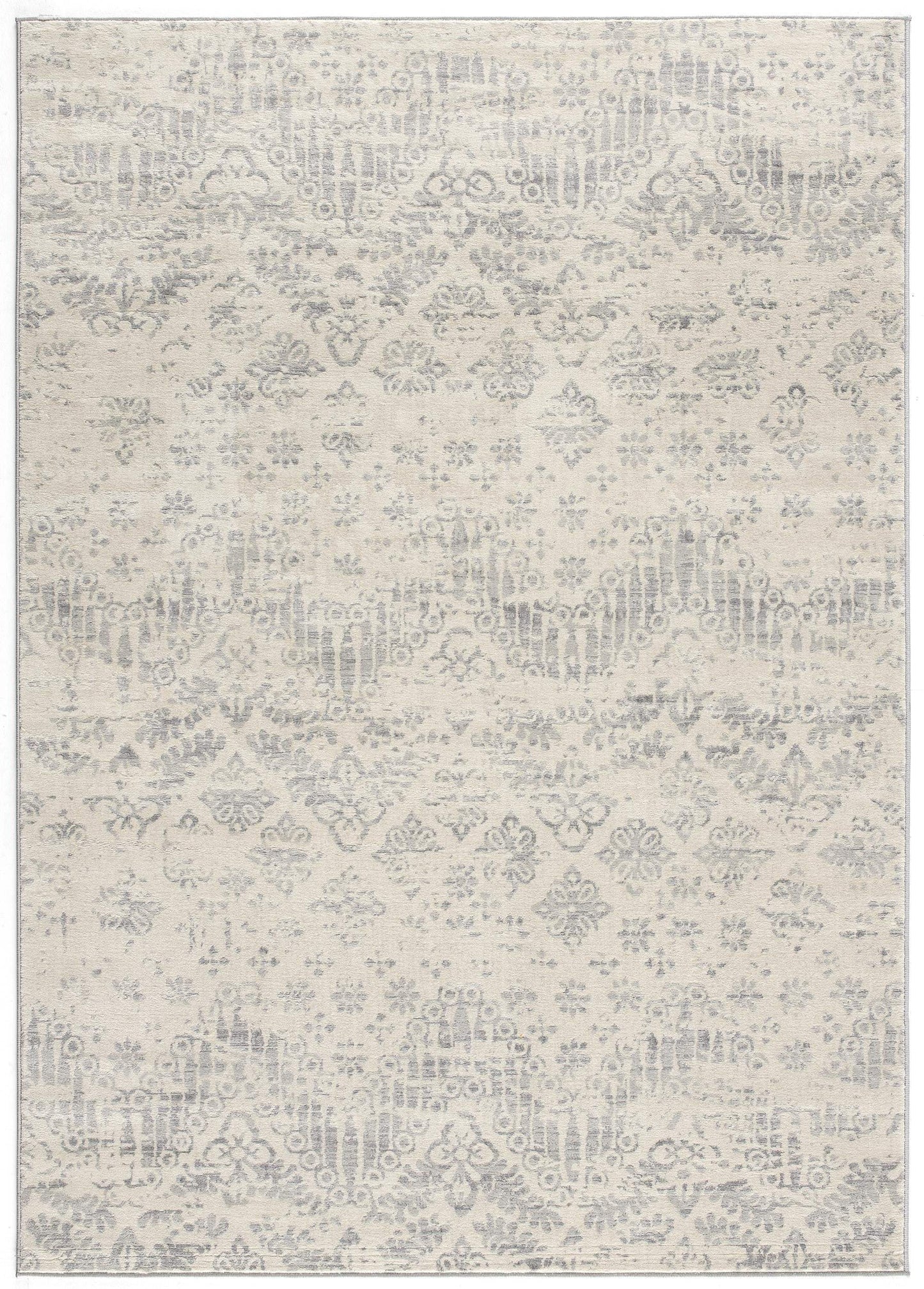 8' X 11' Ivory Distressed Ikat Pattern Area Rug - Homeroots - Flyclothing LLC