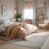 8' X 11' Ivory Distressed Ikat Pattern Area Rug - Homeroots
