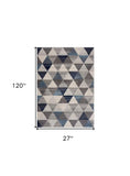 2' X 10' Navy Blue Geometric Diamond Runner Rug - Homeroots - Flyclothing LLC