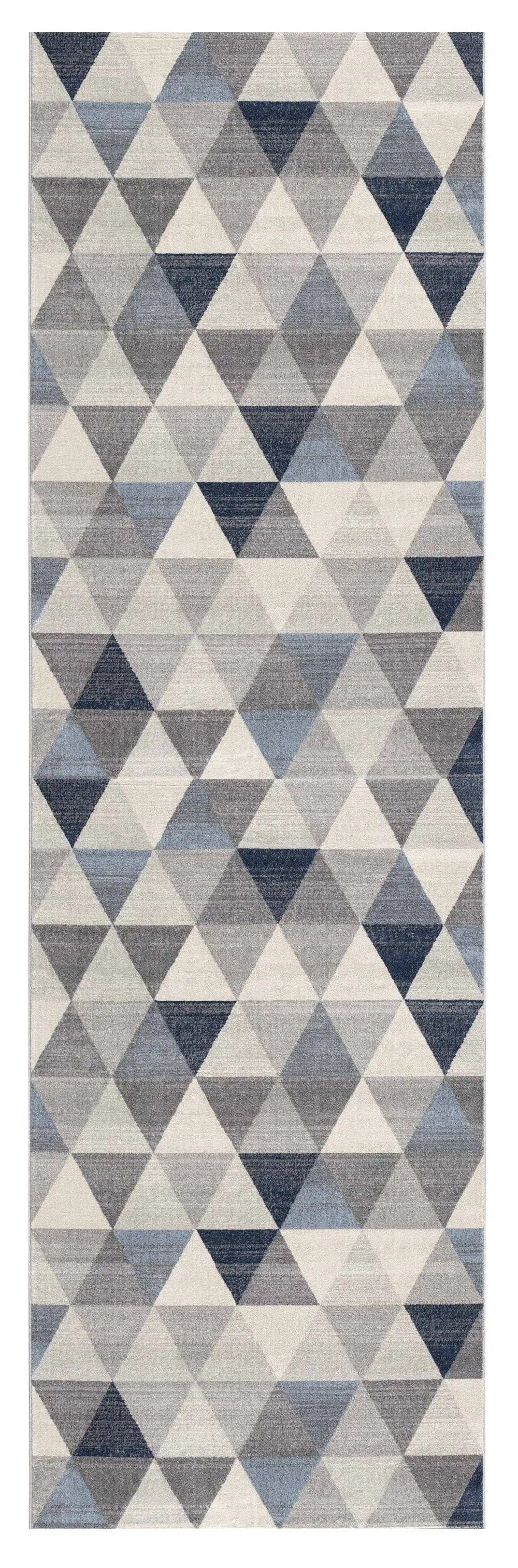 2' X 15' Navy Blue Geometric Diamond Runner Rug - Homeroots - Flyclothing LLC