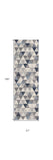 2' X 15' Navy Blue Geometric Diamond Runner Rug - Homeroots - Flyclothing LLC