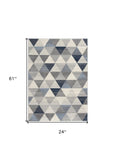 2' X 5' Navy Blue Geometric Diamond Area Rug - Homeroots