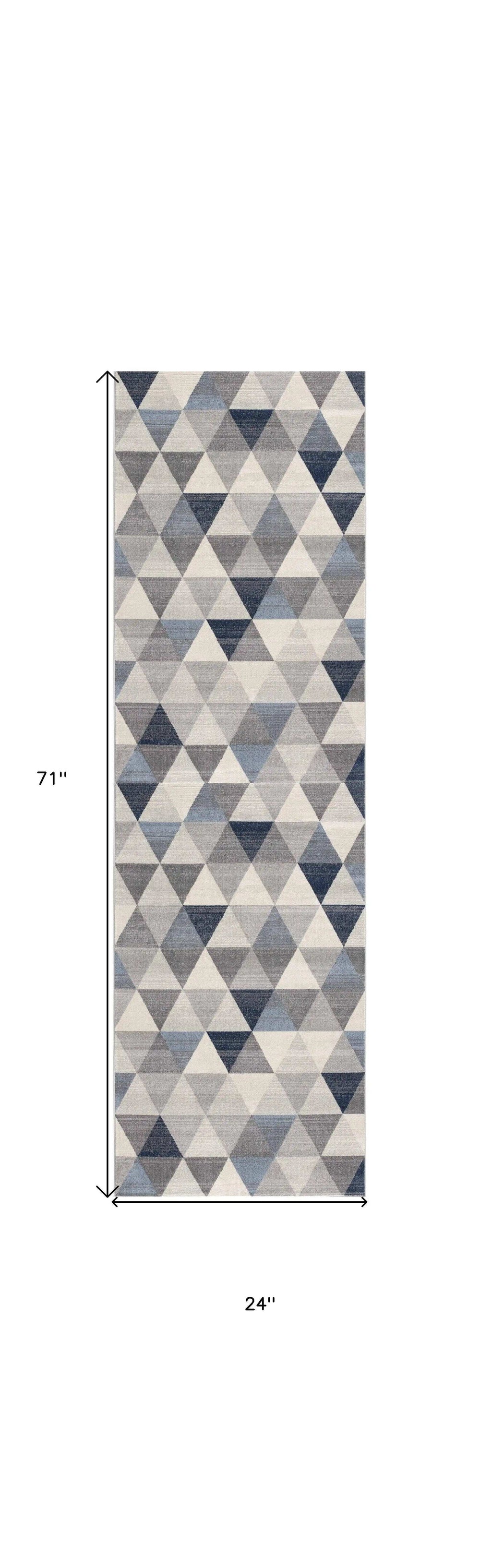 2' X 6' Navy Blue Geometric Diamond Area Rug - Homeroots - Flyclothing LLC