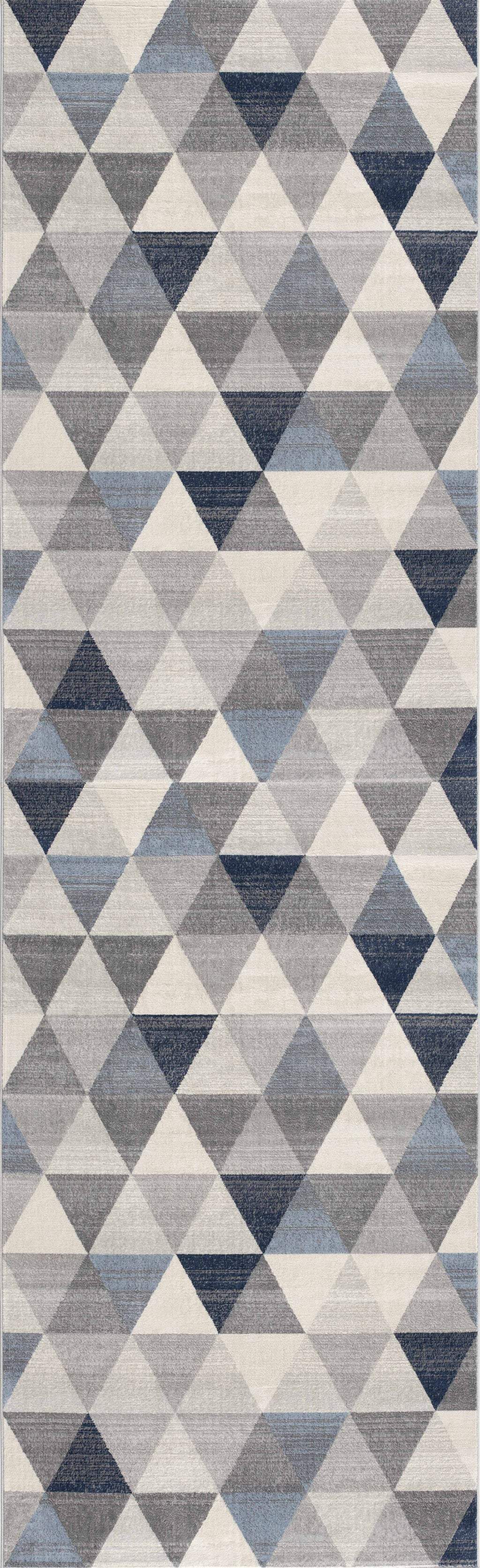 2' X 8' Navy Blue Geometric Diamond Runner Rug - Homeroots - Flyclothing LLC