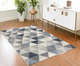 4' X 6' Navy Blue Geometric Diamond Area Rug - Homeroots