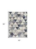 4' X 6' Navy Blue Geometric Diamond Area Rug - Homeroots