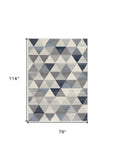 7' X 10' Navy Blue Geometric Diamond Area Rug - Homeroots