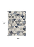 8' X 11' Navy Blue Geometric Diamond Area Rug - Homeroots
