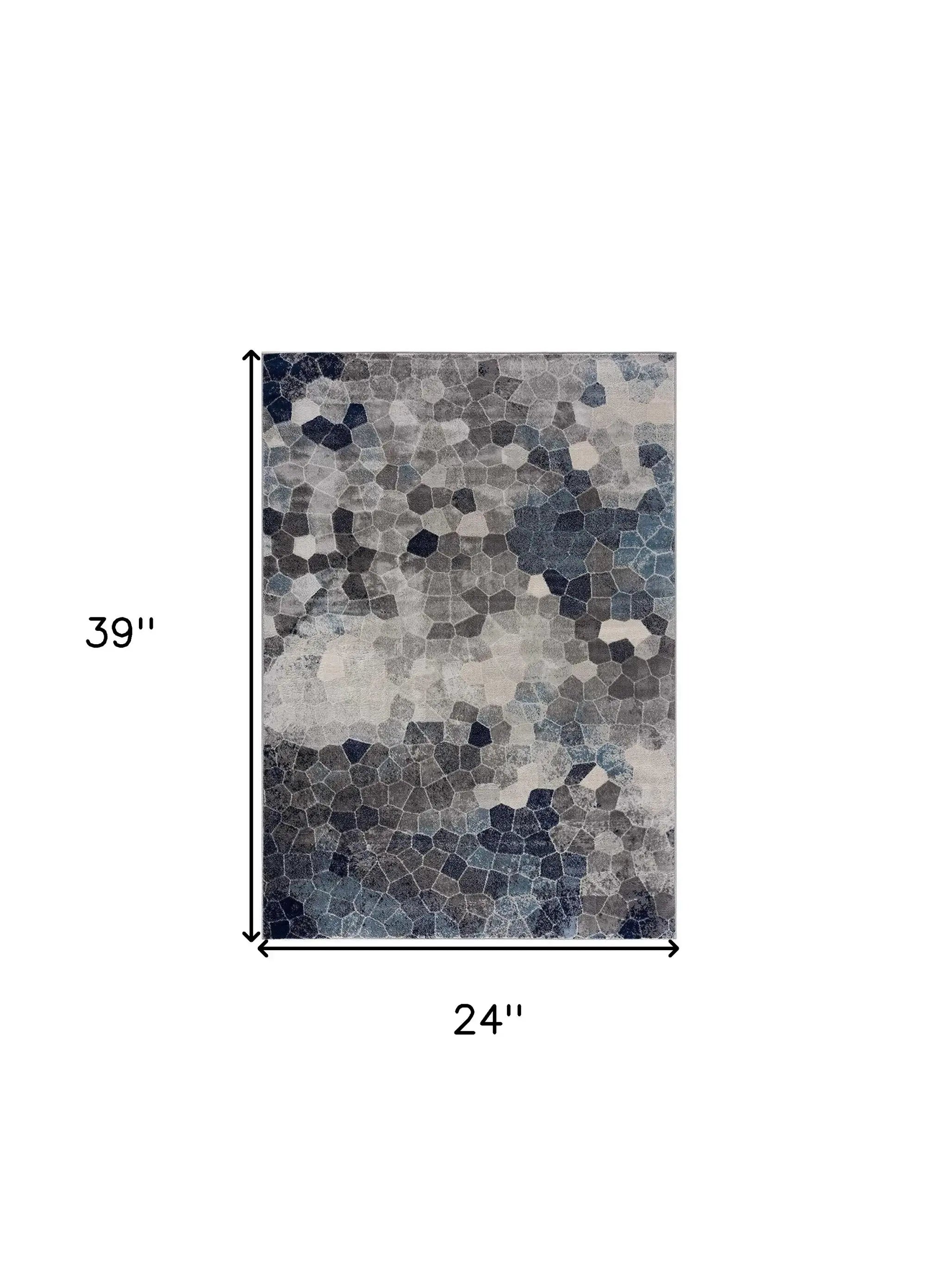 2' X 3' Navy Blue Cobblestone Pattern Scatter Rug - Homeroots - Flyclothing LLC
