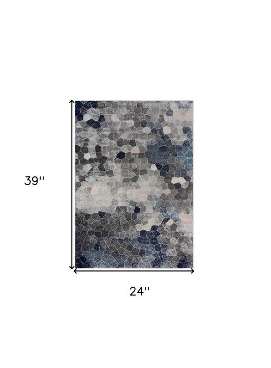 2' X 3' Navy Blue Cobblestone Pattern Scatter Rug
