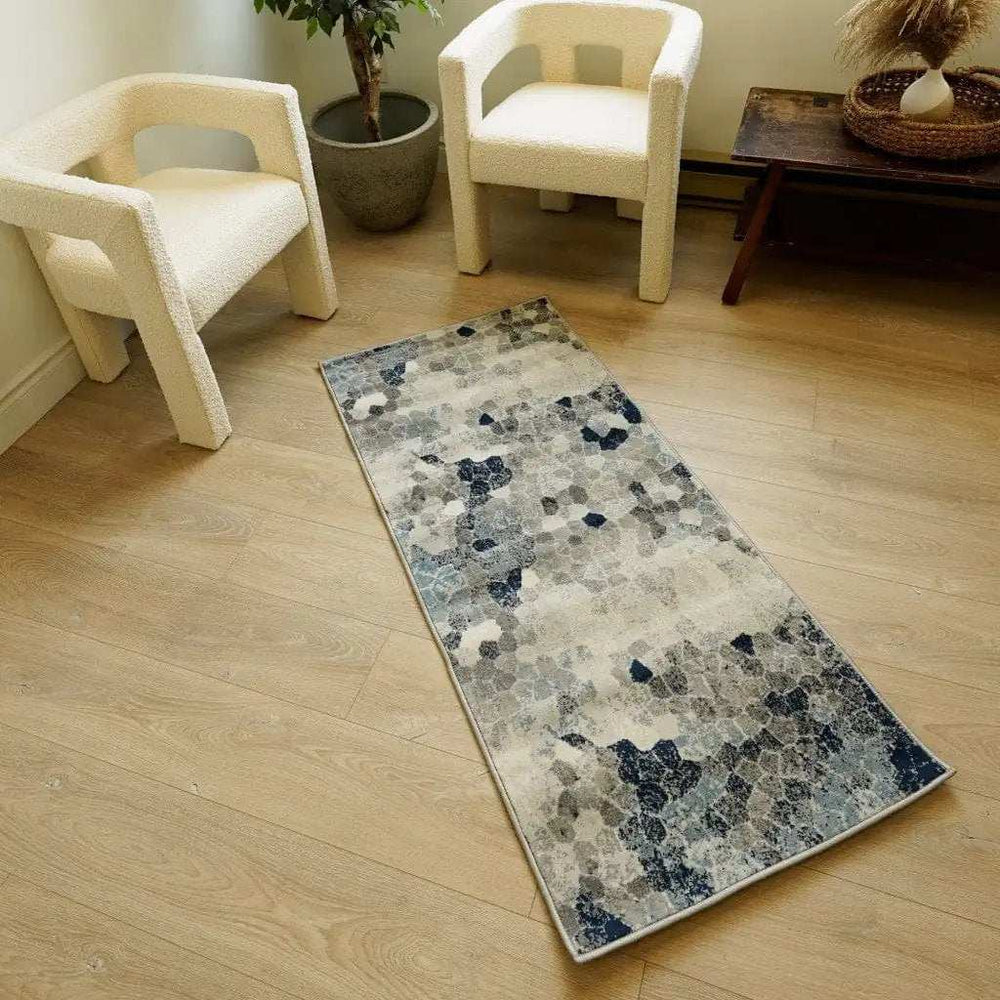 2' X 6' Navy Geometric Area Rug - Homeroots - Flyclothing LLC