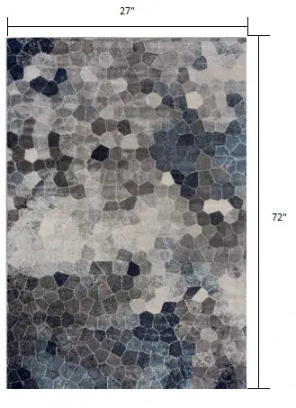 2' X 6' Navy Geometric Area Rug - Homeroots - Flyclothing LLC