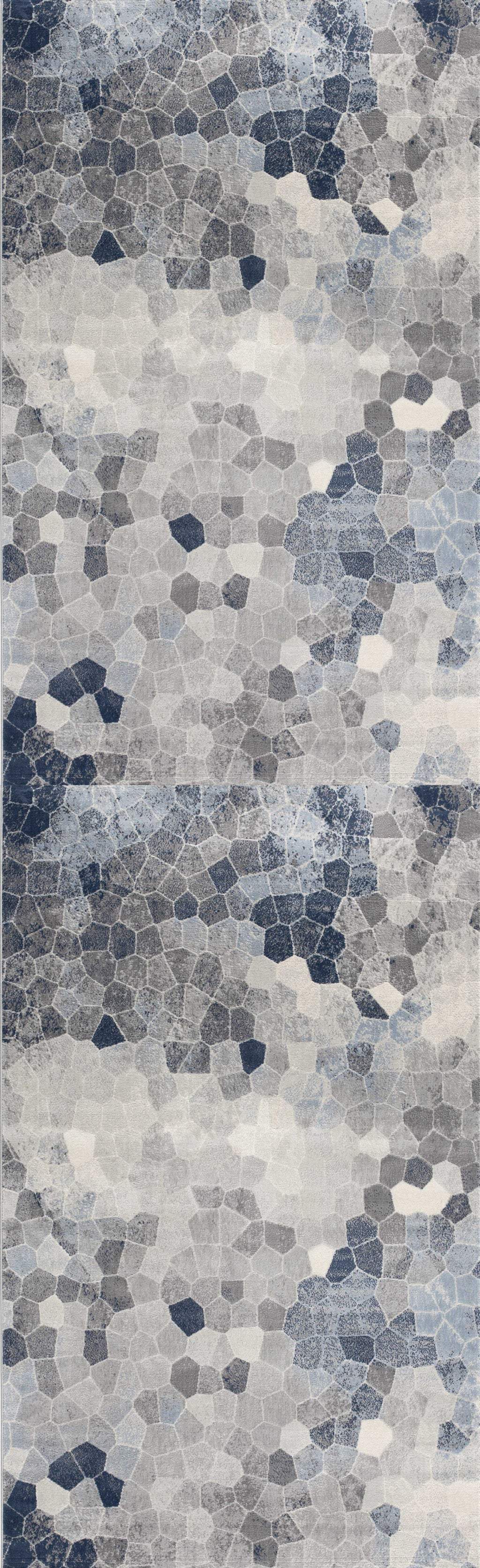 2' X 8' Navy Blue Cobblestone Pattern Runner Rug - Homeroots - Flyclothing LLC