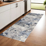 2' X 8' Navy Blue Cobblestone Pattern Runner Rug - Homeroots