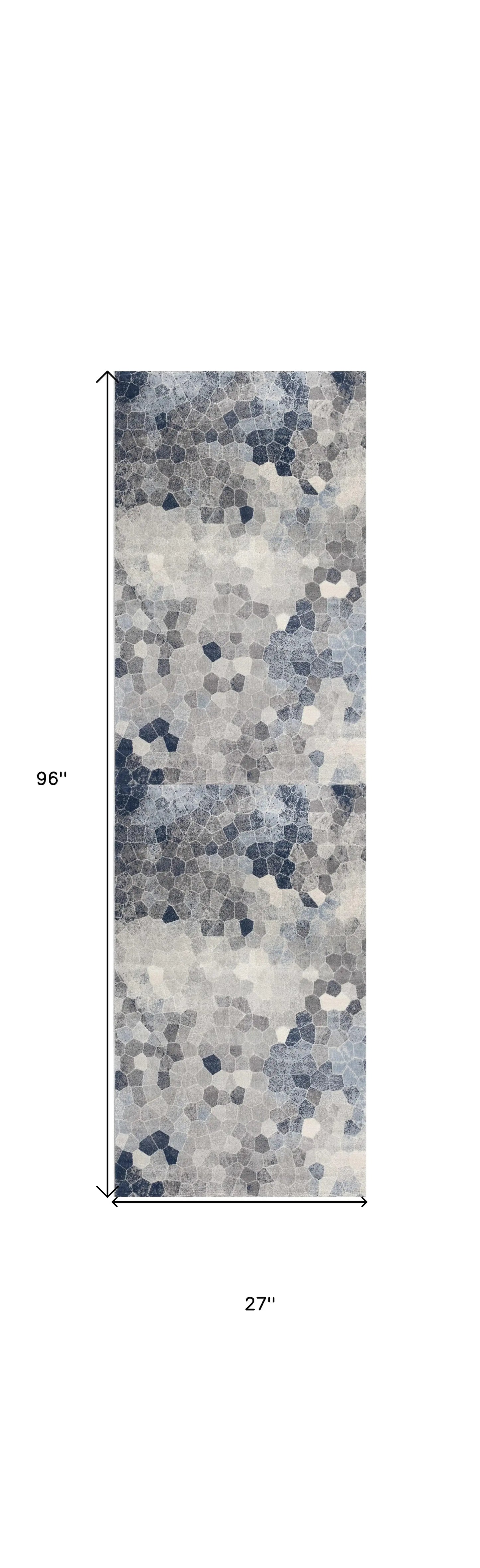 2' X 8' Navy Blue Cobblestone Pattern Runner Rug - Homeroots - Flyclothing LLC