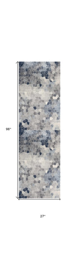 2' X 8' Navy Blue Cobblestone Pattern Runner Rug - Homeroots - Flyclothing LLC