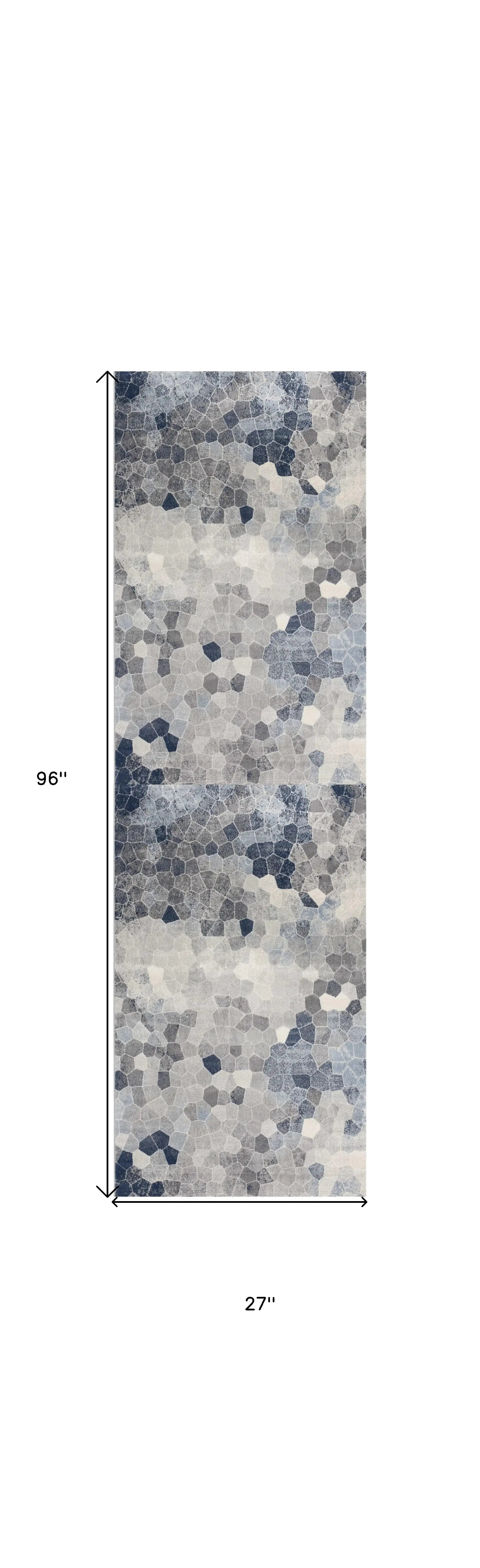 2' X 8' Navy Blue Cobblestone Pattern Runner Rug - Homeroots - Flyclothing LLC