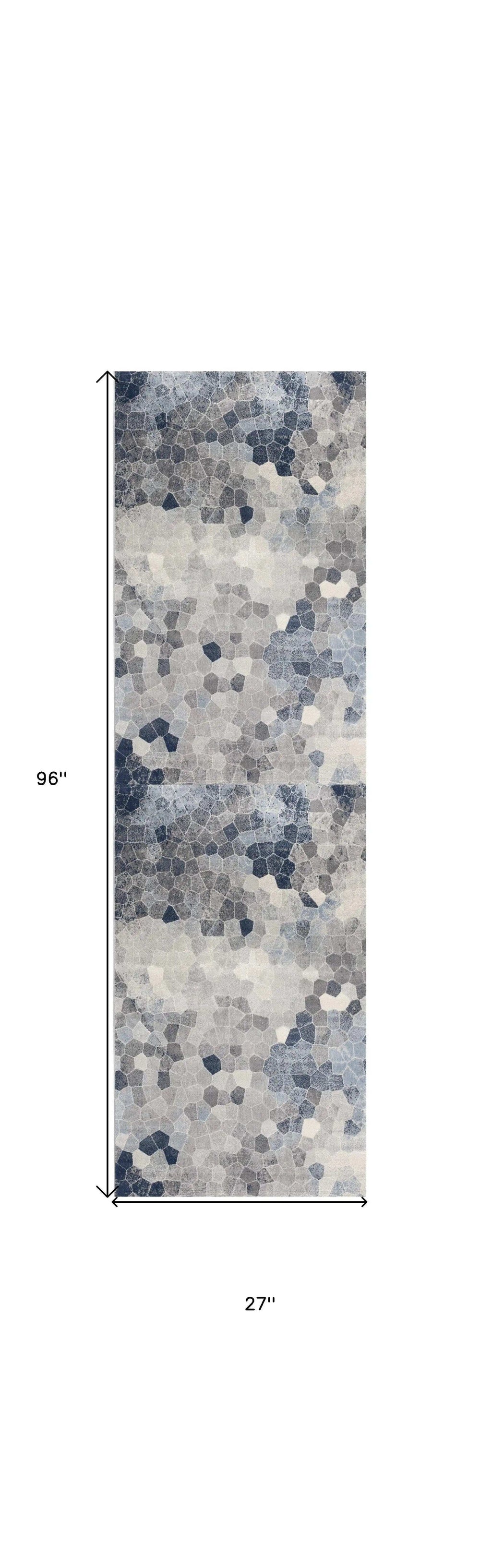 2' X 8' Navy Blue Cobblestone Pattern Runner Rug - Homeroots - Flyclothing LLC