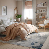 4' X 6' Navy Blue Cobblestone Pattern Area Rug - Homeroots