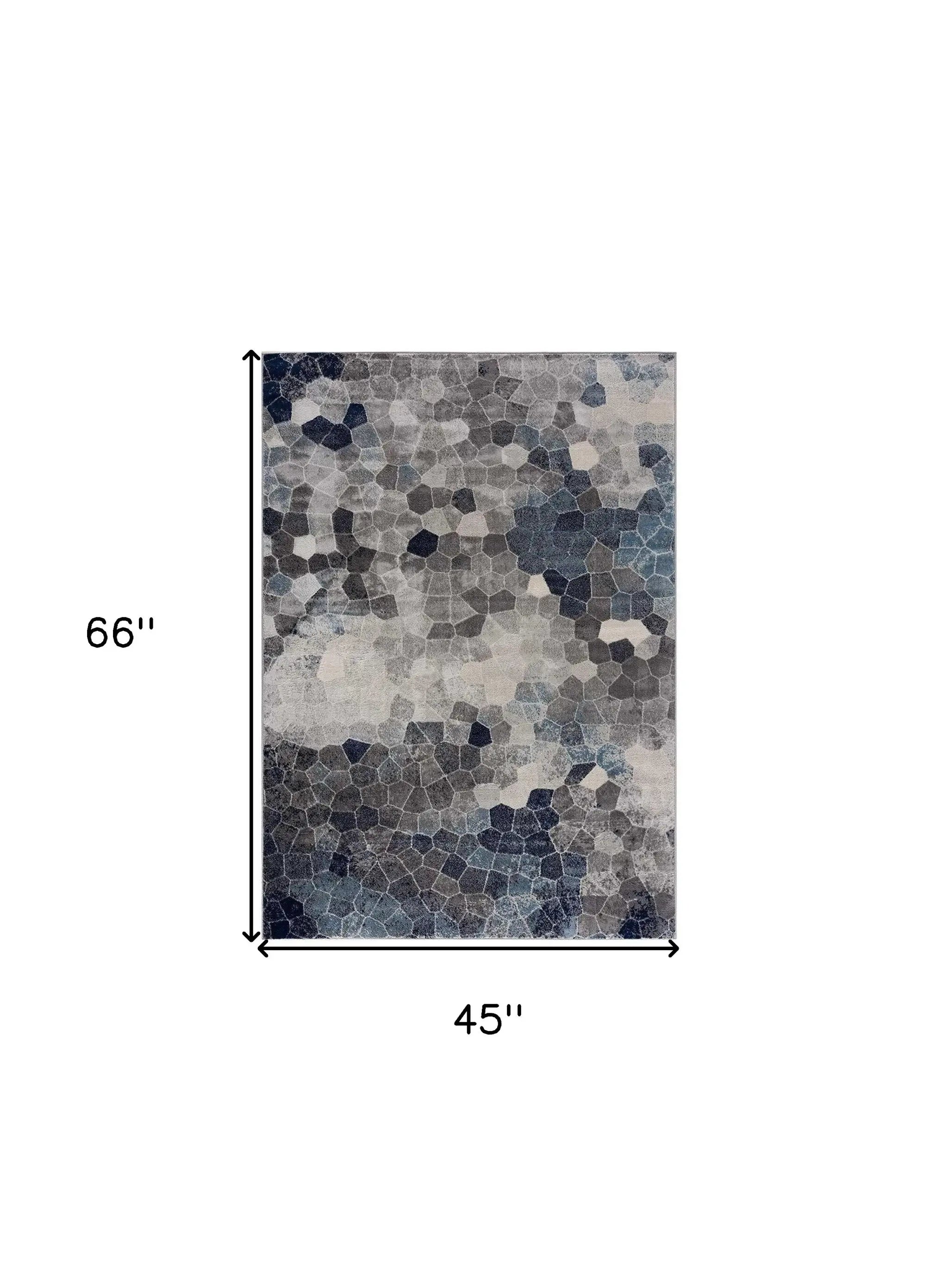 4' X 6' Navy Blue Cobblestone Pattern Area Rug - Homeroots - Flyclothing LLC
