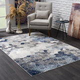 5' X 8' Navy Blue Cobblestone Pattern Area Rug - Homeroots - Flyclothing LLC